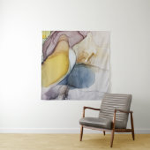Alcoholinkt wervelt, gele tint, abstract. wandkleed (In Situ (horizontaal))