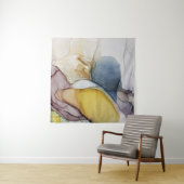 Alcoholinkt wervelt, gele tint, abstract. wandkleed (In situ)