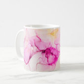 Alcoholinkt zee textuur. Contemhedendaagse kunst. Koffiemok (Voorkant links)