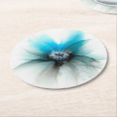 Alcoholinkten blauwe bloem ronde kartonnen onderzetter (Gebogen)