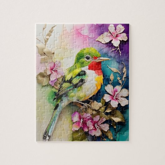Alcoholinkten verf Cuban Tody Bird Legpuzzel (Verticaal)