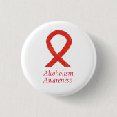 Alcoholisme Bewustmaking Red Ribbon Custom Pins Ronde Button 3,2 Cm (Voorkant)