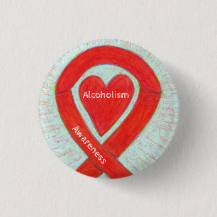 Alcoholisme Rood hartlint Aangepaste pinnen Ronde Button 3,2 Cm