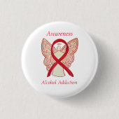 Alcoholverslaving Red Ribbon Angel Pin Ronde Button 3,2 Cm (Voorkant)