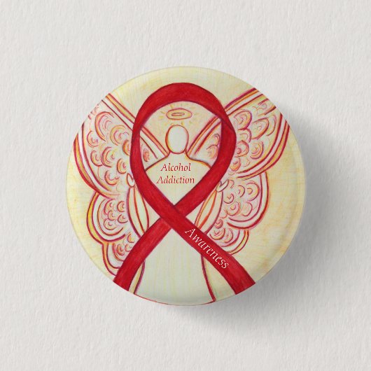 Alcoholverslaving Red Ribbon Angel Pins Ronde Button 3,2 Cm (Voorkant)