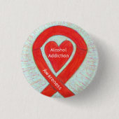 Alcoholverslaving Rood hartbewustzijn Ronde Button 3,2 Cm (Voorkant)