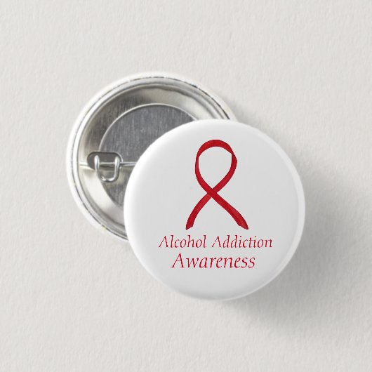 Alcoholverslaving Rood lintje Ronde Button 3,2 Cm (Voorkant /achterkant)