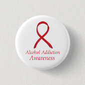 Alcoholverslaving Rood lintje Ronde Button 3,2 Cm (Voorkant)