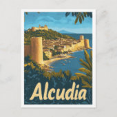 Alcudia Spanje Vintage Travel Illustratie Briefkaart (Voorkant)