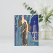 Alcyone Art Deco Pochoir Briefkaart (Staand voorkant)