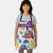 Aldabra schildpad regenboog kleurrijk patroon schort (Insitu)