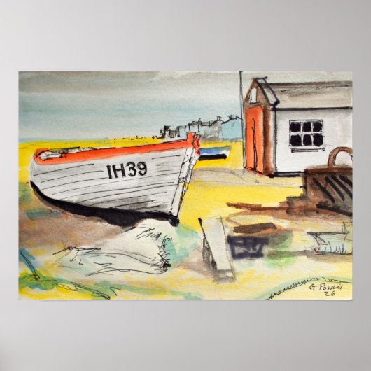 Aldeburgh Boot op Strand – Kustgezicht Poster (Voorkant)