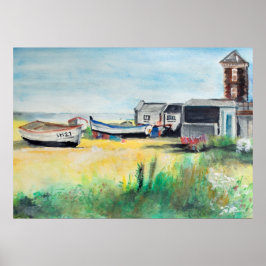 Aldeburgh boten op het strand poster