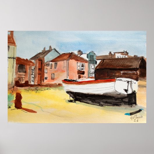 Aldeburgh Print – Watercolor Kustlandschap (Voorkant)