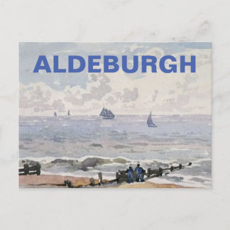 Aldeburgh, Suffolk - Strand en schepen blauw Feestdagenkaart