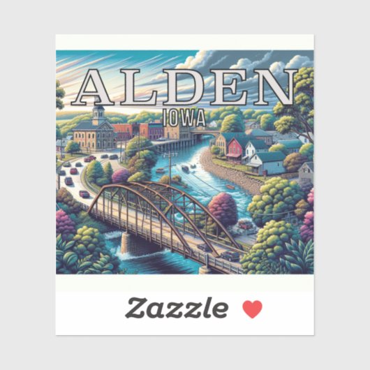 Alden Iowa 3 inch Vinyl Sticker (Vel)