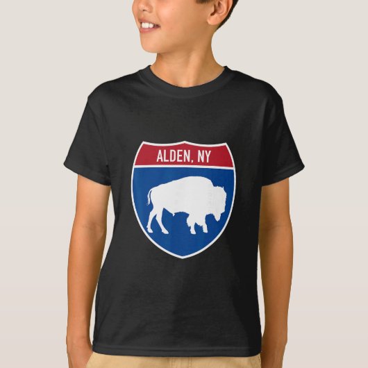 Alden New York Buffalo Ny Highway Interstate Sign  T-shirt (Voorkant)