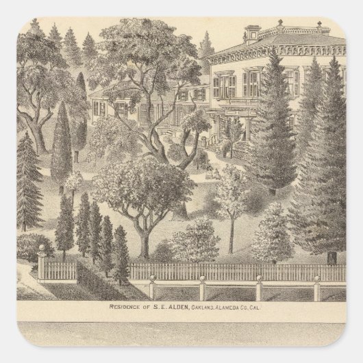 Alden residentie, Harmon Tract Vierkante Sticker (Voorkant)