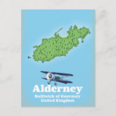 Alderney Bailiwick of Guernsey United Kingdom Map Briefkaart (Voorkant)