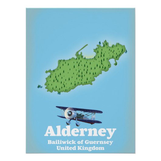 Alderney Bailiwick of Guernsey United Kingdom Map Perfect Poster (Voorkant)