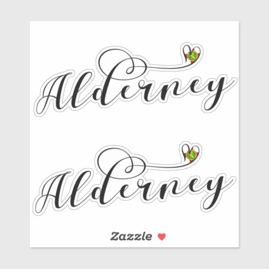 Alderney Flag Heart, Kanaaleilanden Sticker (Vel)