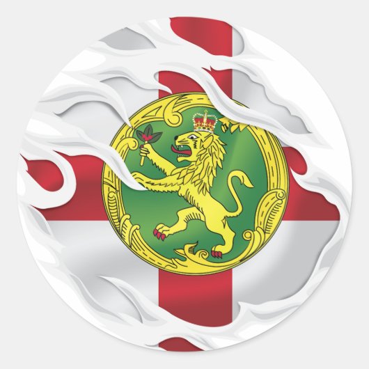 Alderney Ripped Flag Ronde Sticker (Voorkant)