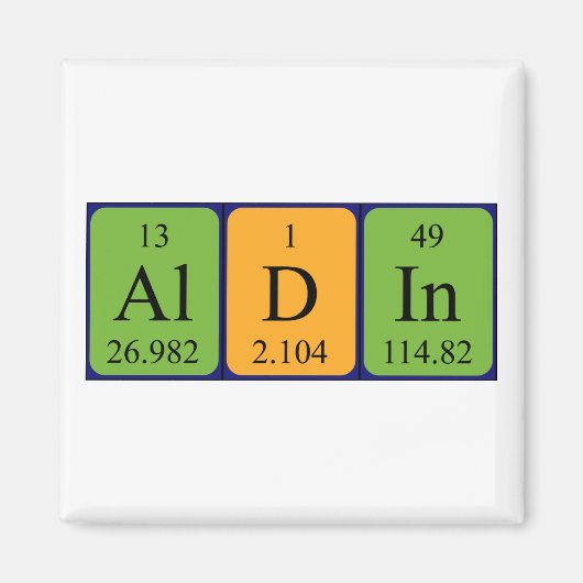 Aldin periodiek table name magnet (Voorkant)