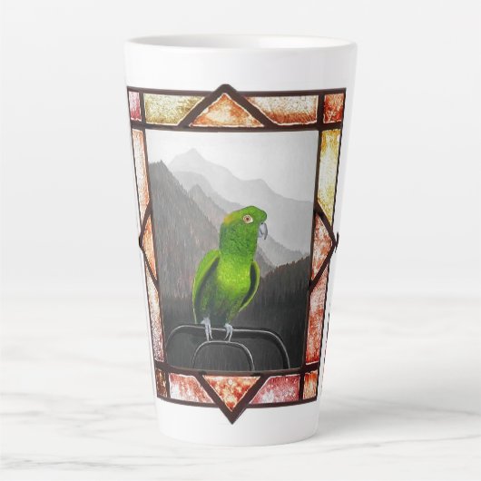 Aldo mijn Amazonepapegaai Latte Mok (Voorkant)