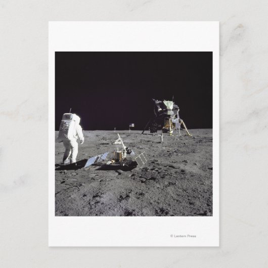 Aldrin kijkt terug op Tranquility Base Briefkaart (Voorkant)