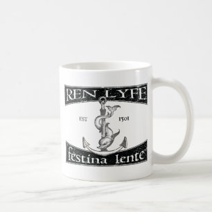 Aldus Dolphin en Anchor Houtsnede, Festina Lente Koffiemok