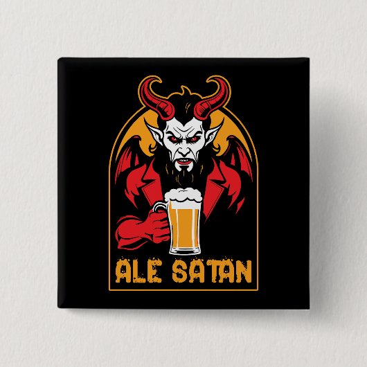 Ale Satan - Bierdrinken Vierkante Button 5,1 Cm (Voorkant)