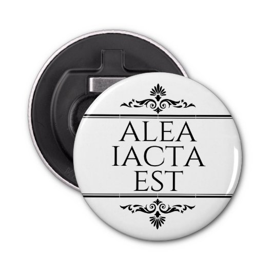 Alea Iacta Est Button Flesopener (Voorkant)