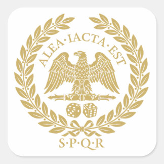 Alea Iacta Est Romeinse Adelaar Dobbelsteen en Lau Vierkante Sticker