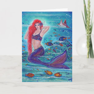 Aleanna Mermaid met tropische vis van Renee Lavoie Kaart