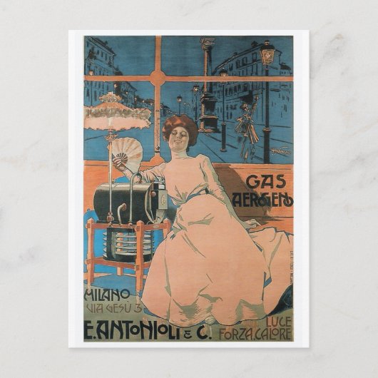 Aleardo Villa - Gas Aerogeno - Poster van 1902 Briefkaart (Voorkant)