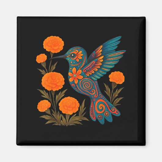 Alebrije Hummingbird Flower Mexican Folk Art Bird  Magneet (Voorkant)