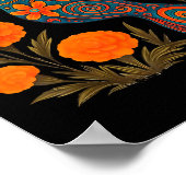 Alebrije Hummingbird Flower Mexican Folk Art Bird  Poster (Hoek)