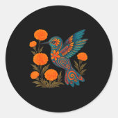 Alebrije Hummingbird Flower Mexican Folk Art Bird  Ronde Sticker (Voorkant)