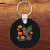 Alebrije Hummingbird Flower Mexican Folk Art Bird  Sleutelhanger (Voorkant)
