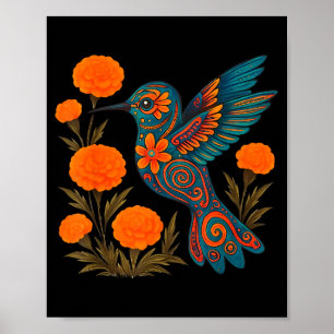 Alebrije Kolibrie Bloem Mexicaanse Volkskunst Voge Poster