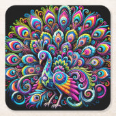 Alebrije Pavo Real Kartonnen Onderzetters (Voorkant)