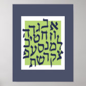 Alef Bet Poster - kalkgroen met blauw2 (Voorkant)