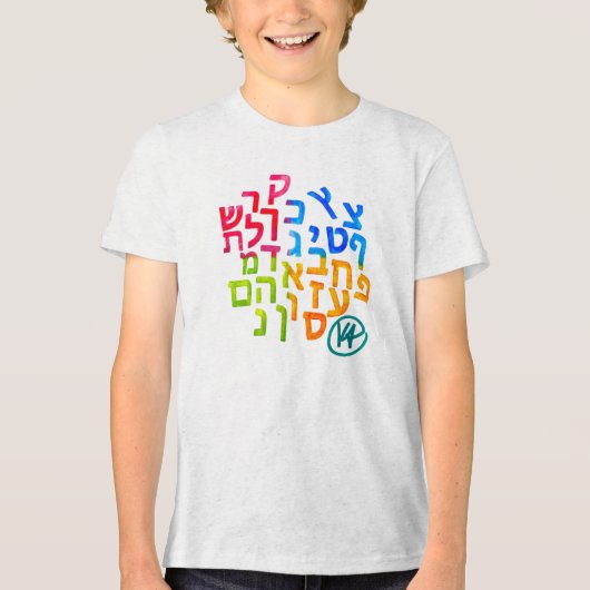 Alef Bet voor Autisme T Tri-Blend Shirt (Voorkant)