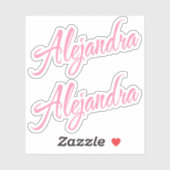 Alejandra Decoratieve Naam in Roze x2 Sticker (Vel)