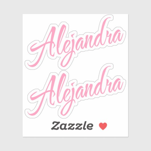 Alejandra Decoratieve Naam in Roze x2 Sticker (Vel)