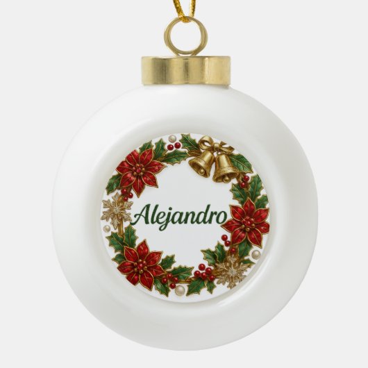 Alejandro Christmas Name Ceramic Ornament (Voorkant)