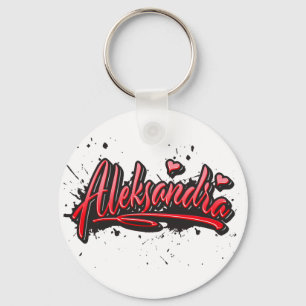 Aleksandra red Heart Graffiti Schlüsselanhänger Sleutelhanger