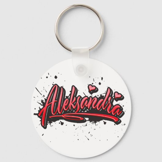 Aleksandra red Heart Graffiti Schlüsselanhänger Sleutelhanger (Voorkant)
