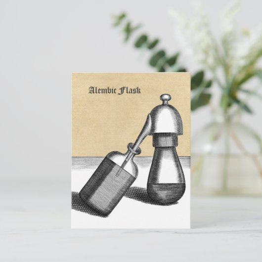 Alembic Flask Medieval Alchemy Lab Briefkaart (Staand voorkant)