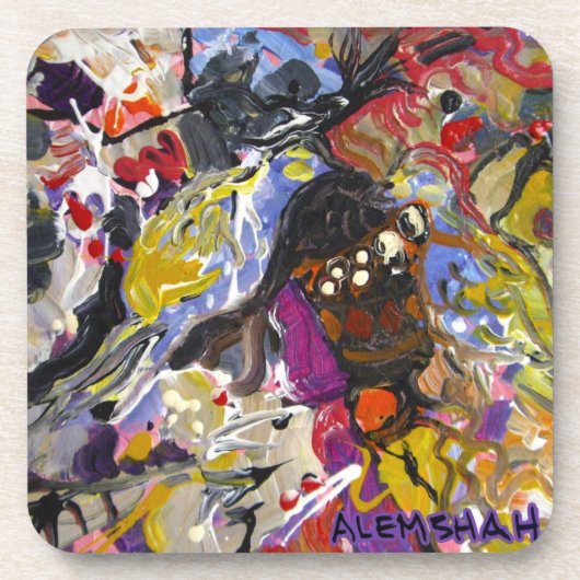 Alemshah Abstract Onderzetter set - Blue Jay (Voorkant)